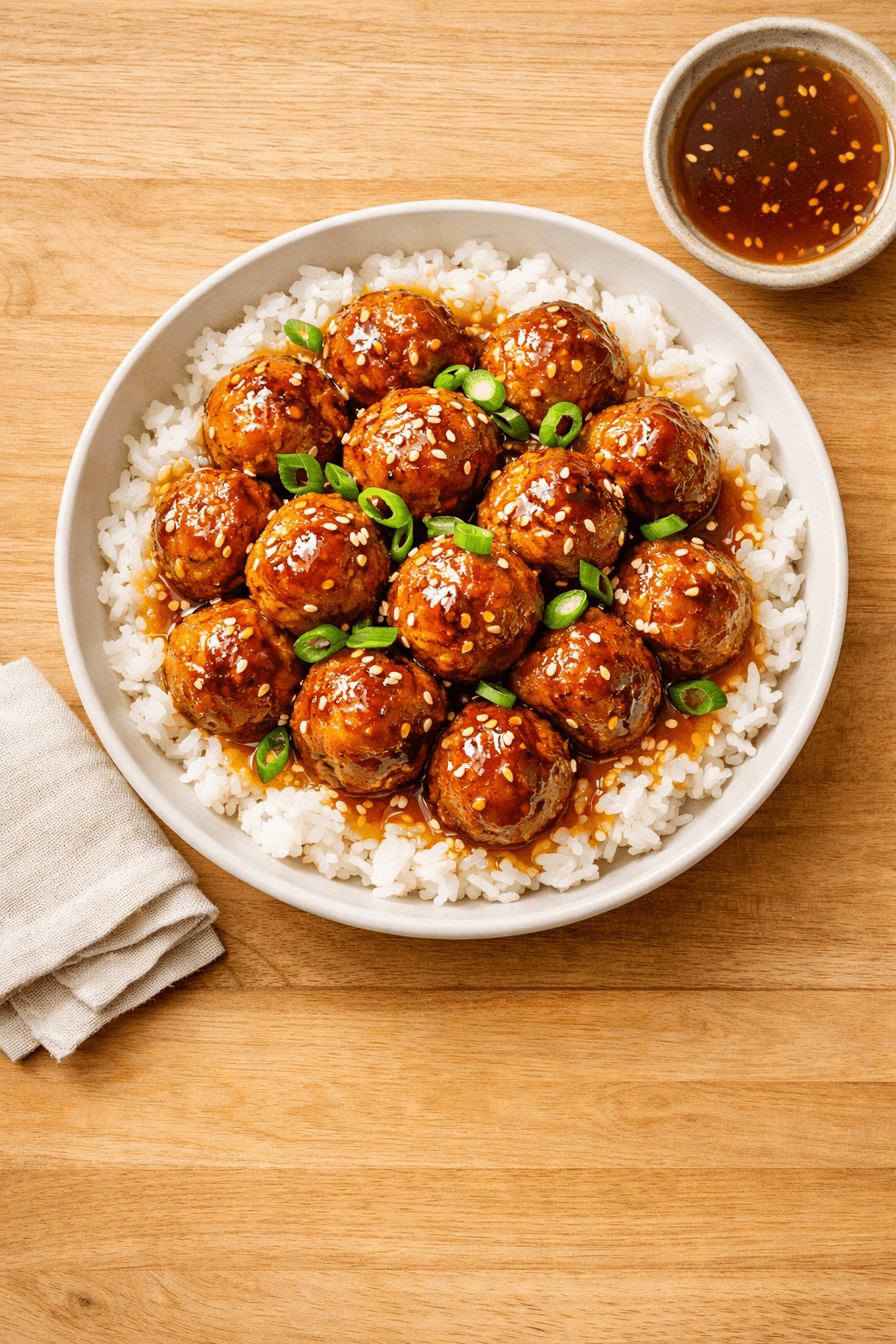 Baked Honey Garlic Meatballs with Rice — Kid Friendly Dinner in 30 Minutes