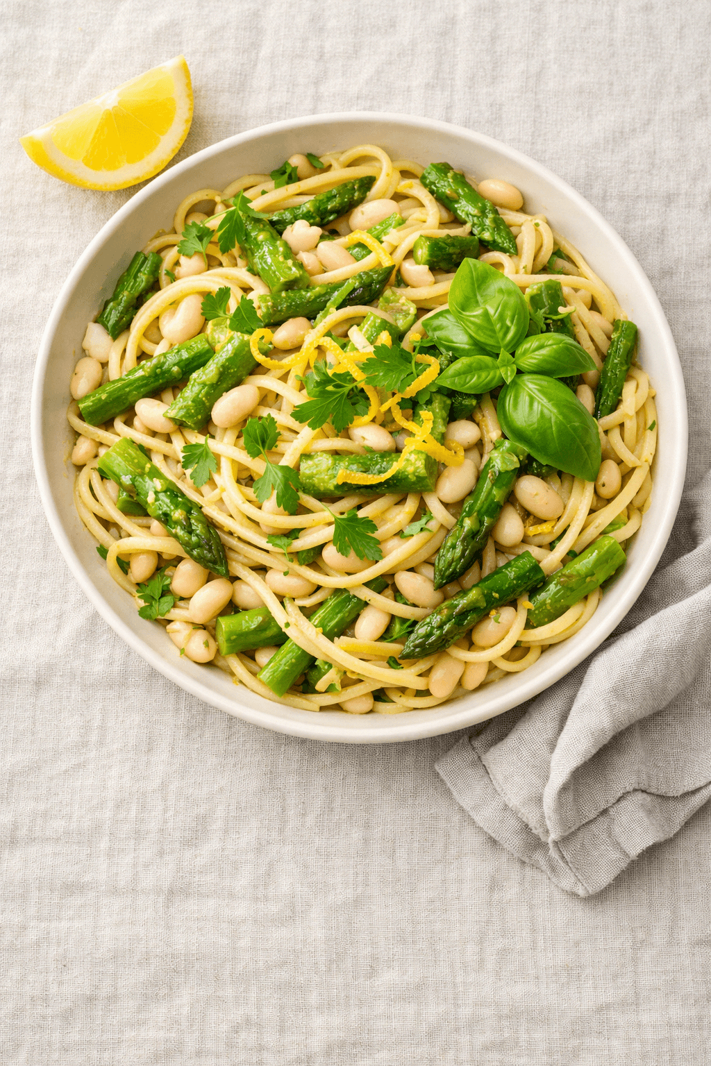Lemon Asparagus Pasta with White Beans — Easy Weeknight Dinner in 20 Minutes