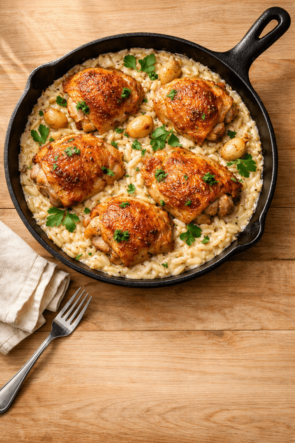 One-Pan Garlic Butter Chicken with Orzo — Easy Weeknight Dinner Ready in 30 Minutes