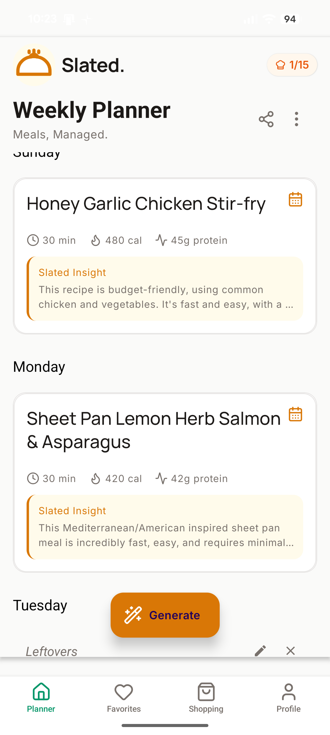 Weekly Menu Plan
